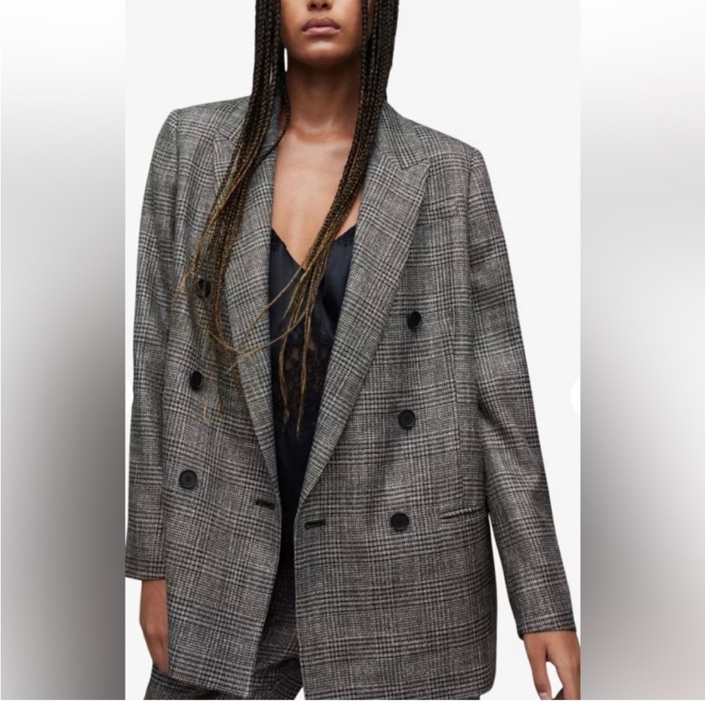 ALLSAINTS Astrid Checkered Glitter Blazer, size 4